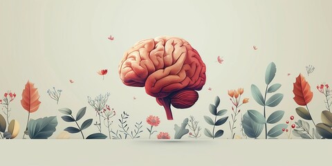 Illustration of human brain in creative concept for creative mind and intelligence - obrazy, fototapety, plakaty
