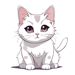 A cute Cat Anime on White Background