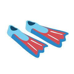 Diving flippers vector illustration. Diving finns clip art. Snorkeling equipment. Summer element. Hello summer concept. Ocean discovery tool. Cartoon flat vector isolated on white background. © tranle1990