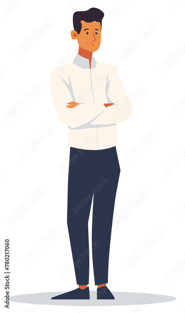 Wall mural white background, Denial of opportunities for career advancement based on protected characteristics, in the style of animated illustrations, full body, only one man, text-based