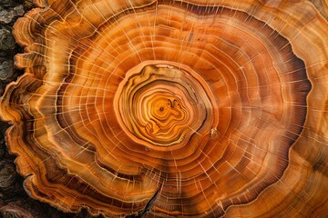 Vibrant Tree Growth Rings Detail. Generative AI.