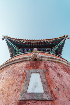 architectural details of the eaves of one palace of Summer Palace in Beijing, China