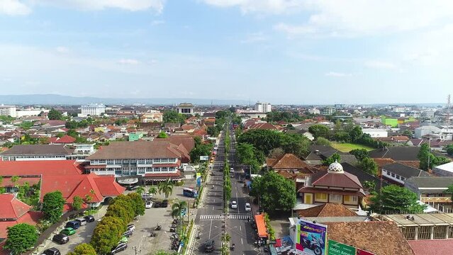 Bundaran UGM Yogyakarta, Aerial View of Bustling Cityscape With Multiple Buildings