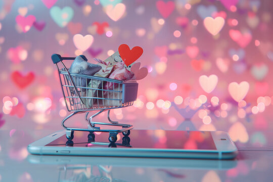 Cyber Cupid Cart Online Shopping Cart Captures the Convenience and Sentiment of Virtual Retail