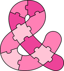 Ampersand And Sign Symbol Pink Puzzle Alphabet School