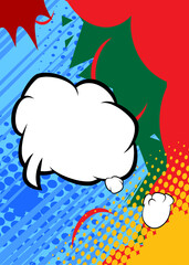 Cartoon speech bubble with blank speech bubble, comic book background. Retro vector comics pop art design.