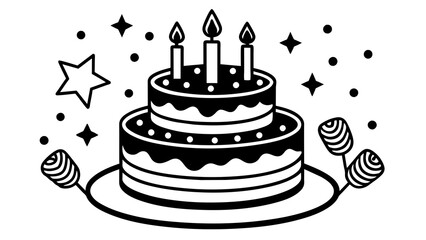 birthday cake with candles, black cake silhouette vector illustration,icon,svg,candles characters,Holiday t shirt,Hand drawn trendy Vector illustration,cake with candles on a white background