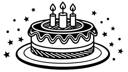 birthday cake with candles, black cake silhouette vector illustration,icon,svg,candles characters,Holiday t shirt,Hand drawn trendy Vector illustration,cake with candles on a white background