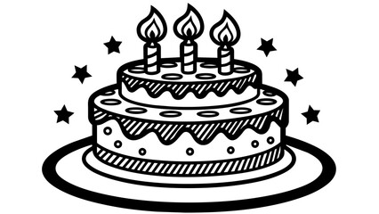 birthday cake with candles, black cake silhouette vector illustration,icon,svg,candles characters,Holiday t shirt,Hand drawn trendy Vector illustration,cake with candles on a white background