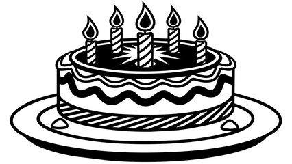 birthday cake with candles, black cake silhouette vector illustration,icon,svg,candles characters,Holiday t shirt,Hand drawn trendy Vector illustration,cake with candles on a white background