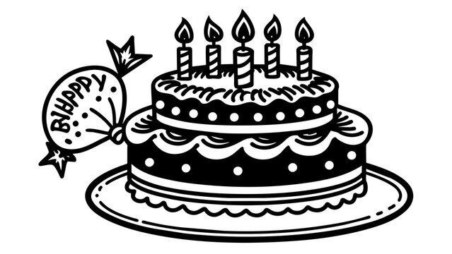 birthday cake with candles, black cake silhouette vector illustration,icon,svg,candles characters,Holiday t shirt,Hand drawn trendy Vector illustration,cake with candles on a white background