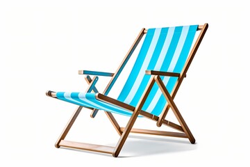 A blue beach chair isolated on a white background