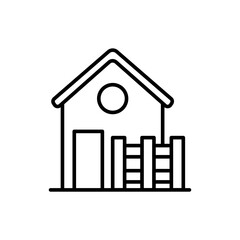 Village house outline icons, minimalist vector illustration ,simple transparent graphic element .Isolated on white background