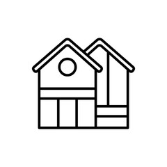 Village house outline icons, minimalist vector illustration ,simple transparent graphic element .Isolated on white background