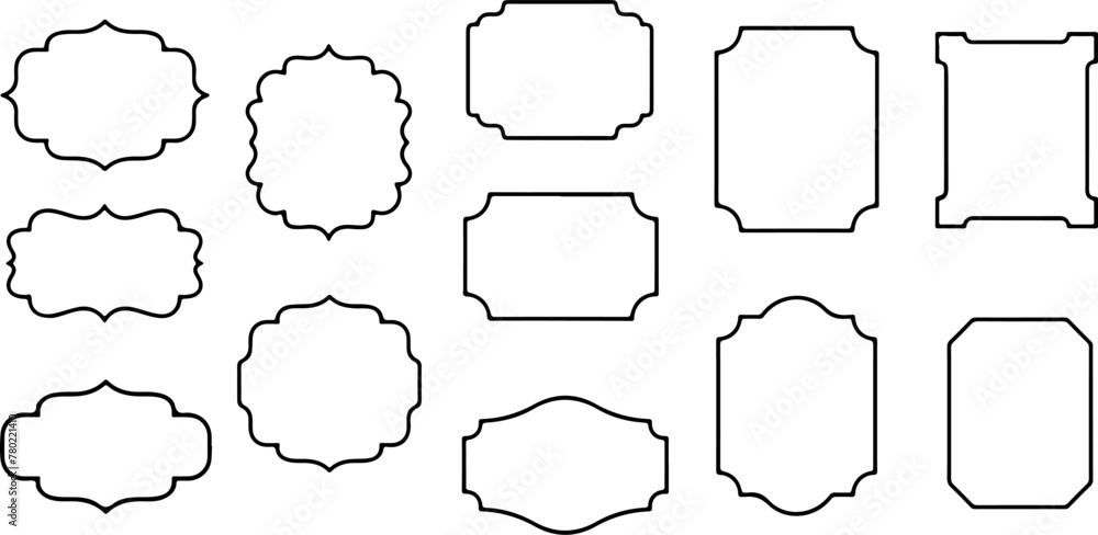 Poster pixel perfect icon set of vintage picture frames. horizontal and vertical frame options. thin line i