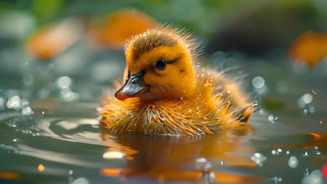 little duck swimming 4K Video