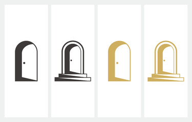 Vintage Door House logo design icon vector template