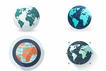 A sleek and modern flat icon of a globe, representing global connectivity and communication, isolated on a white background