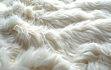 Close-up of White Fluffy Fur Texture