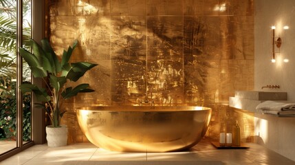 Golden textured bathroom for luxury design