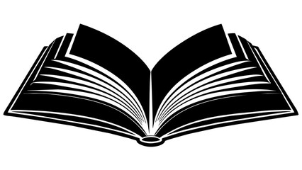 open book with pages, black open book silhouette vector illustration,icon,svg,book characters,Holiday t shirt,Hand drawn trendy Vector illustration,book on a white background