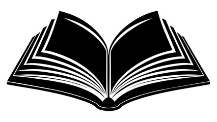 open book with pages, black open book silhouette vector illustration,icon,svg,book characters,Holiday t shirt,Hand drawn trendy Vector illustration,book on a white background