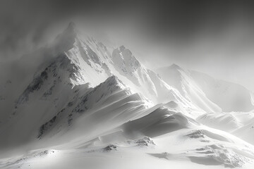 A beautiful snow mountains. A high mount top of alpinist inspiring mountain. Black and white illustration ai generated