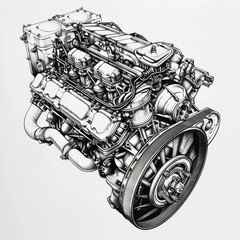 Detailed Automotive Engine Illustration