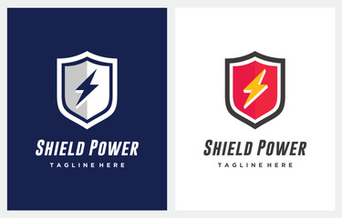 Electric Power Shield Flash symbol logo design vector icon