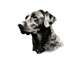 A Labrador Retriever double exposure, Isolated on transparent PNG background, Generative ai