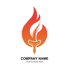 Quill pen logo illustration design. 