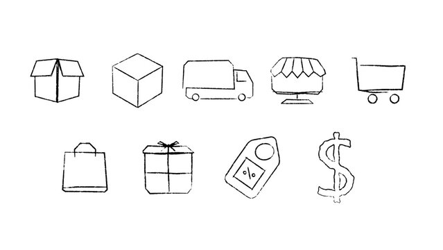 Hand Drawn Online Shopping Icons