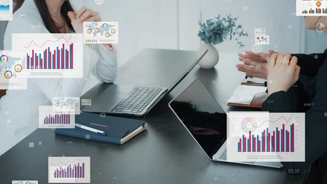 Marketing data concept with people interviewing in office