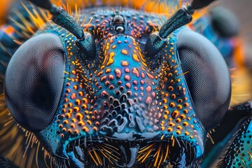 Macro Unveils the Intricate Tapestry of a Captivating Insect's Compound Eyes and Exquisite Exoskeleton