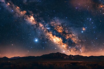 Mesmerizing Celestial Tapestry:A Breathtaking Panorama of Distant Galaxies,Shimmering Stars,and Ethereal Luminescence - obrazy, fototapety, plakaty