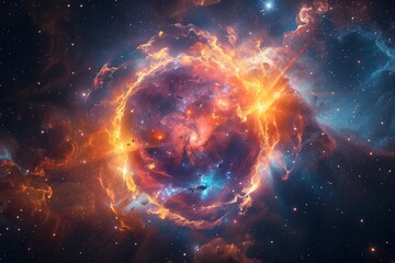 Dazzling Cosmic Event:Supernova Explosion Illuminating the Vastness of the Universe - obrazy, fototapety, plakaty