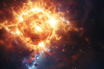 Stunning Supernova Explosion Unleashes Vast Cosmic Energy into the Vastness of Space - obrazy, fototapety, plakaty