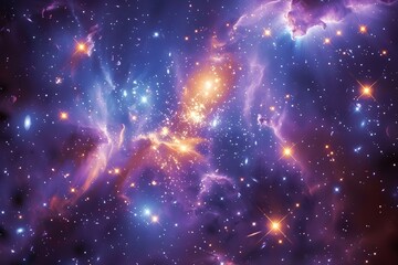 Radiant Cosmic Splendor:A Glimpse into the Mysteries of Dark Matter and the Shimmering Grandeur of the Universe - obrazy, fototapety, plakaty