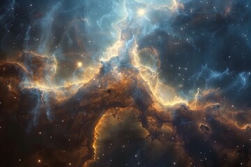 Captivating Cosmic Nursery:Glimpses into Turbulent Stellar Formation in Vibrant Nebula Landscapes - obrazy, fototapety, plakaty