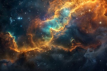 Awe-Inspiring Cosmic Nurseries:Glimpses into the Turbulent Birth of Stars across the Universe - obrazy, fototapety, plakaty