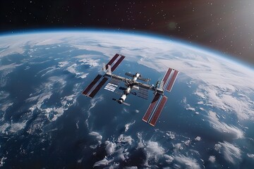International Space Station in Orbit Around Earth,A Symbol of Global in Space