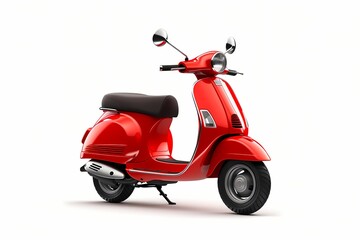 A red scooter isolated on a white background