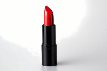 A red lipstick tube isolated on a white solid background