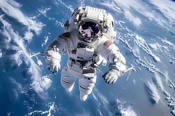 Spacewalking Astronauts Skillfully Maintain and Repair the Exterior of the Orbiting Space Station in a Challenging Extraterrestrial Environment