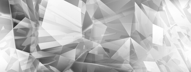 Abstract background of crystals in gray colors with highlights on the facets and refracting of light
