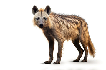 Image of brown hyena on white background, Mammals, Wildlife Animals. Illustration, Generative AI.