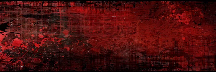 Foto op Aluminium Red splatter background, dark red and black grunge, dark texture, dark grungy background, red background, red texture wall vintage, horror, halloween background,blood  banner © Nice Seven