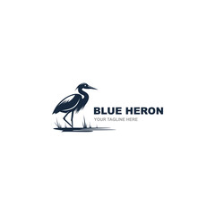 Naklejka premium Blue heron Logo isolated on white background. Design blue heron for logo, Simple and clean flat design of the blue heron logo template. Suitable for your design need, logo, illustration, animation.