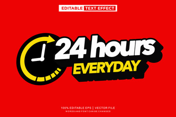 24 Hours text effect, editable text template