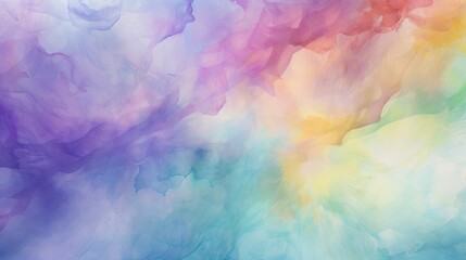 watercolor rainbow background with vibrant, blended hues seamlessly transitioning from red to violet, creating a harmonious and uplifting atmosphere, Watercolor painting background